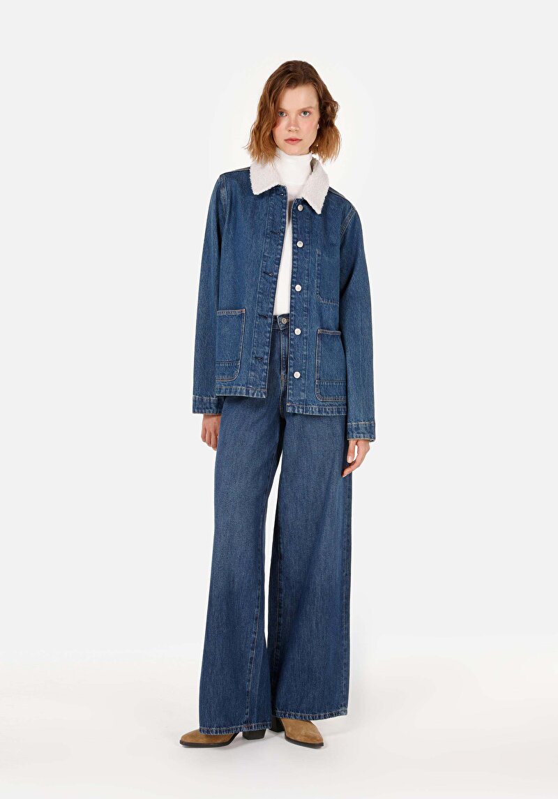 Imagine a Jachetă Albastră Pentru Femei Regular Fit