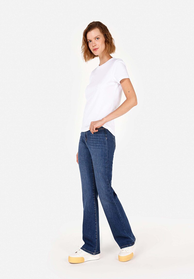 Imagine a Pantaloni De Dama Albastru Regular Fit 791 Monica Cl1070942