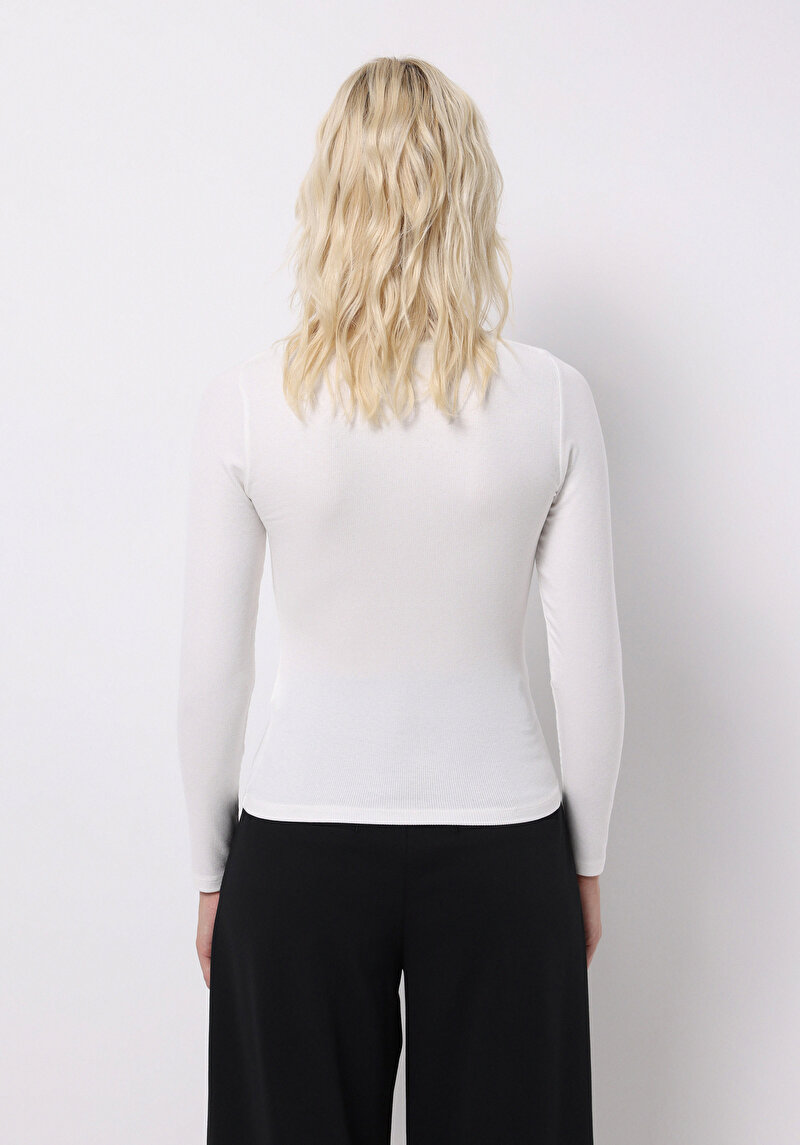 Imagine a Tricou Cu Maneca Lunga De Dama Alb Slim Fit Cl1070957