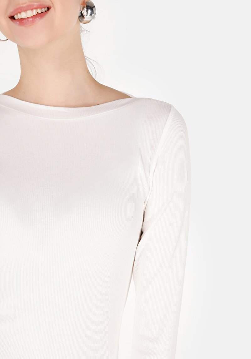 Afișați detalii pentru Tricou Cu Maneca Lunga De Dama Alb Slim Fit  Cl1070957