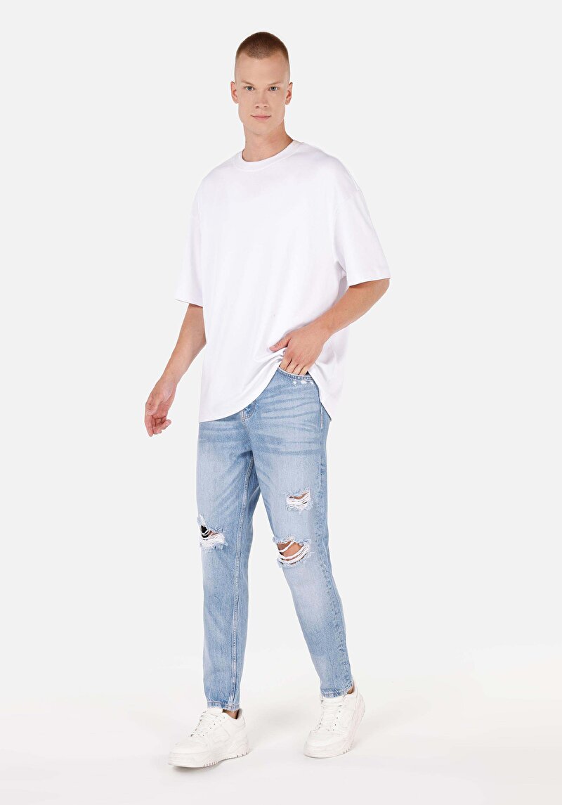 Imagine a Blugi İndigo Pentru Bărbați Loose Tapered Fit