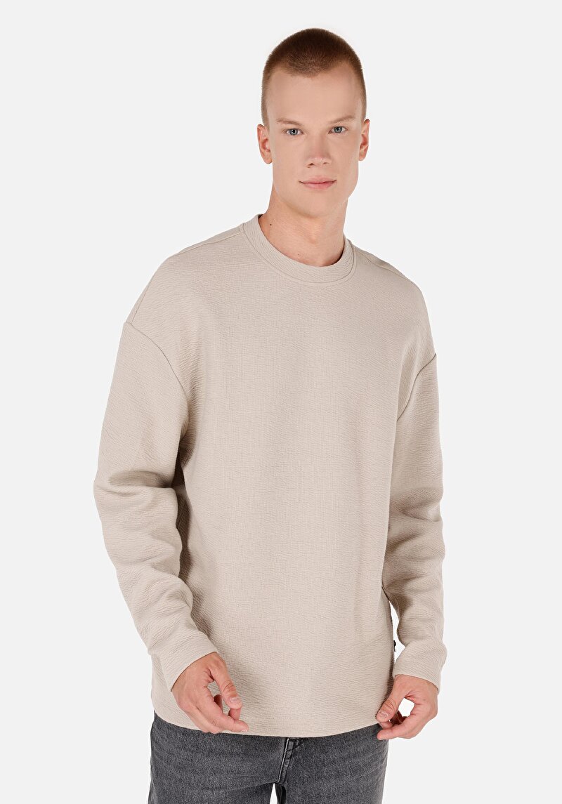 Imagine a Tricou Cu Maneca Lunga De Barbati Bej Comfort Fit  Cl1071043