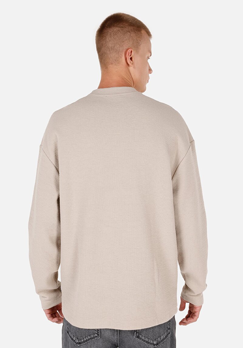 Afișați detalii pentru Tricou Cu Maneca Lunga De Barbati Bej Comfort Fit  Cl1071043