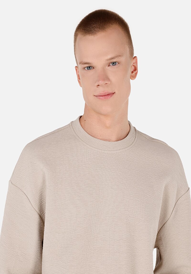 Imagine a Tricou Cu Maneca Lunga De Barbati Bej Comfort Fit Cl1071043