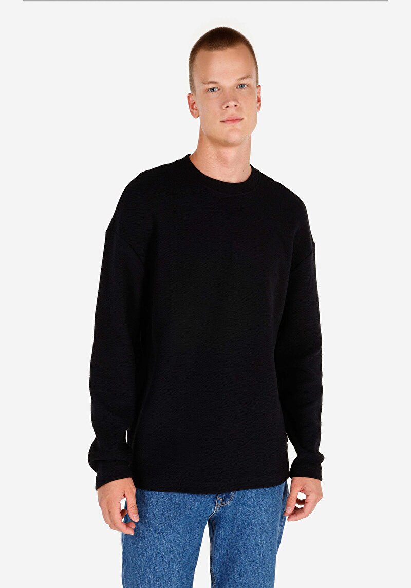 Imagine a Tricou Cu Maneca Lunga De Barbati Negru Comfort Fit  Cl1071043