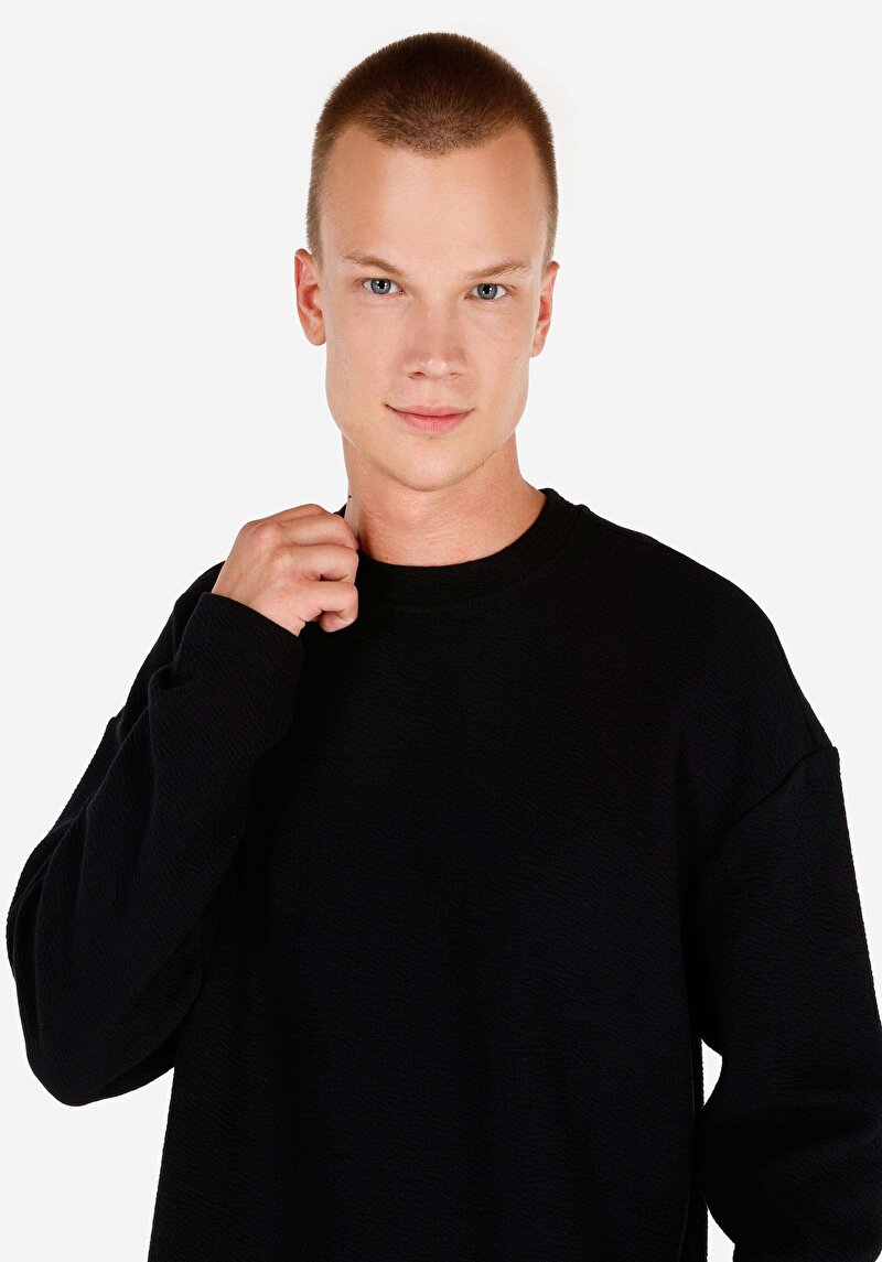 Afișați detalii pentru Tricou Cu Maneca Lunga De Barbati Negru Comfort Fit  Cl1071043