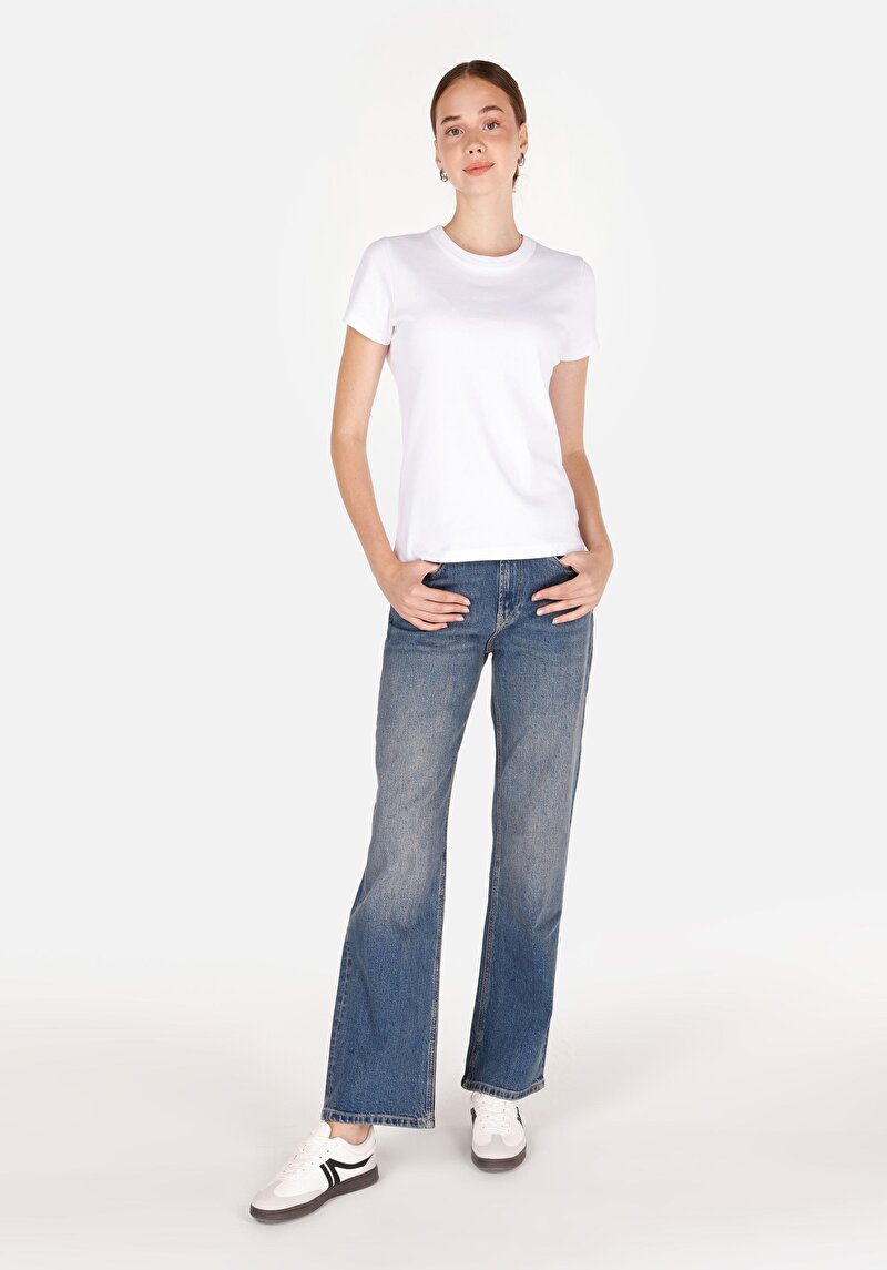Imagine a Pantaloni De Dama Albastru Straight Fit  Cl1072704