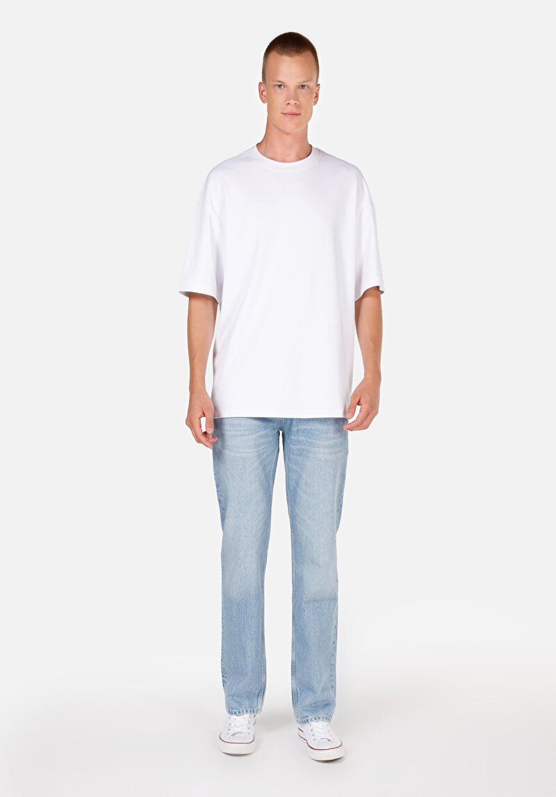 Imagine a Regular Fit Talie Medie Picior Drept Blugi Indigo Pentru Bărbați