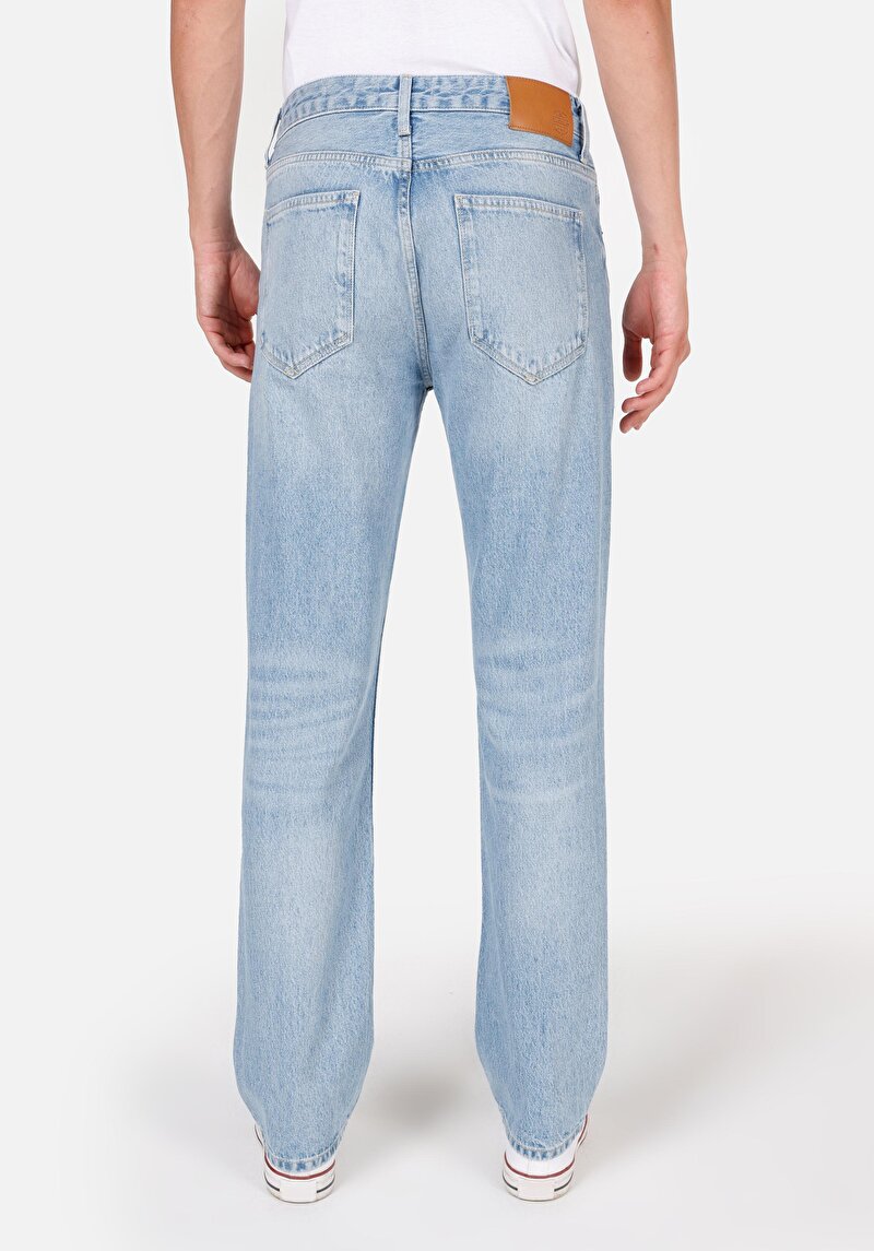 Imagine a Regular Fit Talie Medie Picior Drept Blugi Indigo Pentru Bărbați