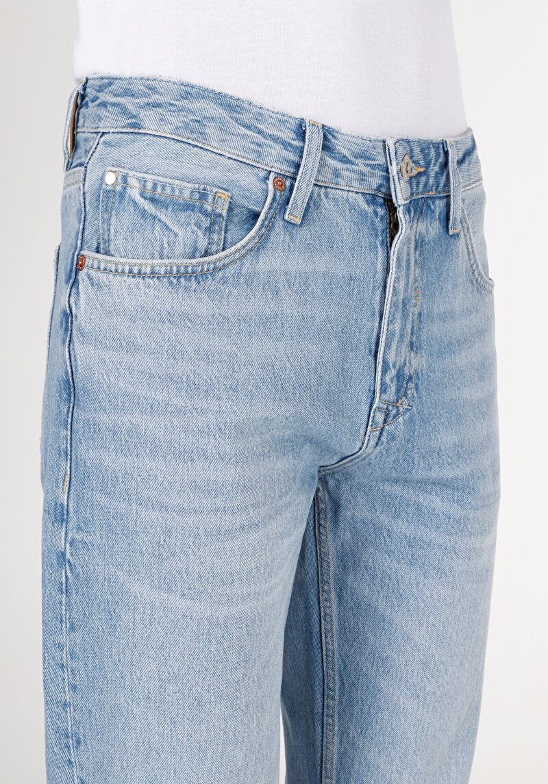 Afișați detalii pentru Regular Fit Talie Medie Picior Drept Blugi Indigo Pentru Bărbați