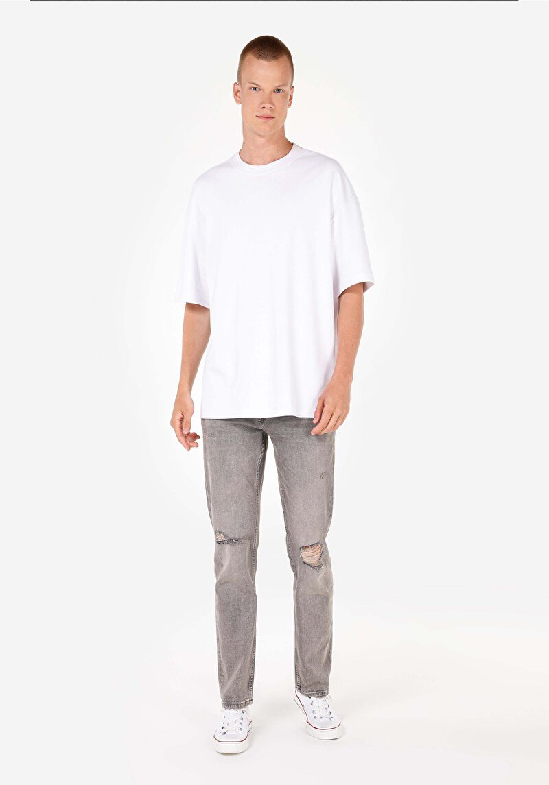 Imagine a Blugi Gri Pentru Bărbați Slim Straight