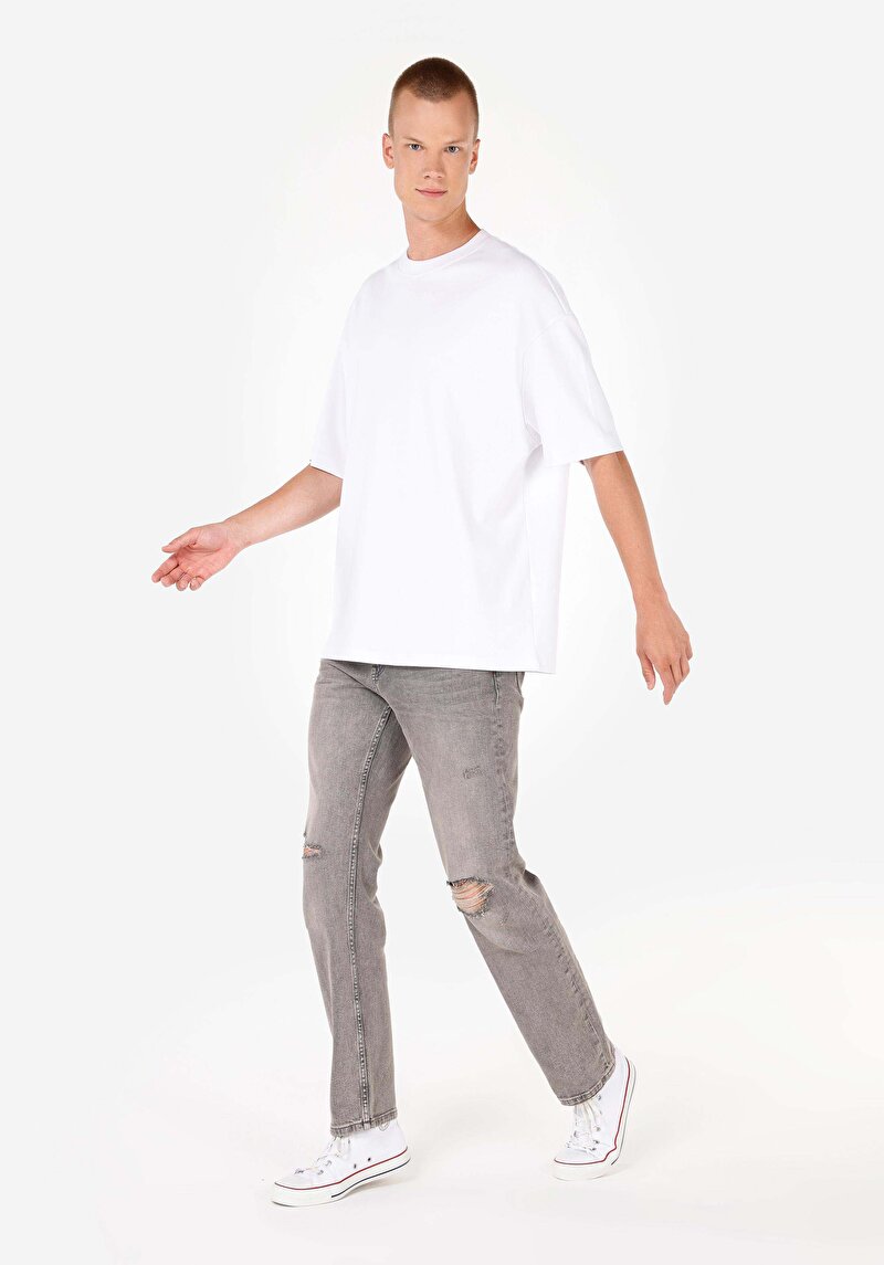 Imagine a Blugi Gri Pentru Bărbați Slim Straight