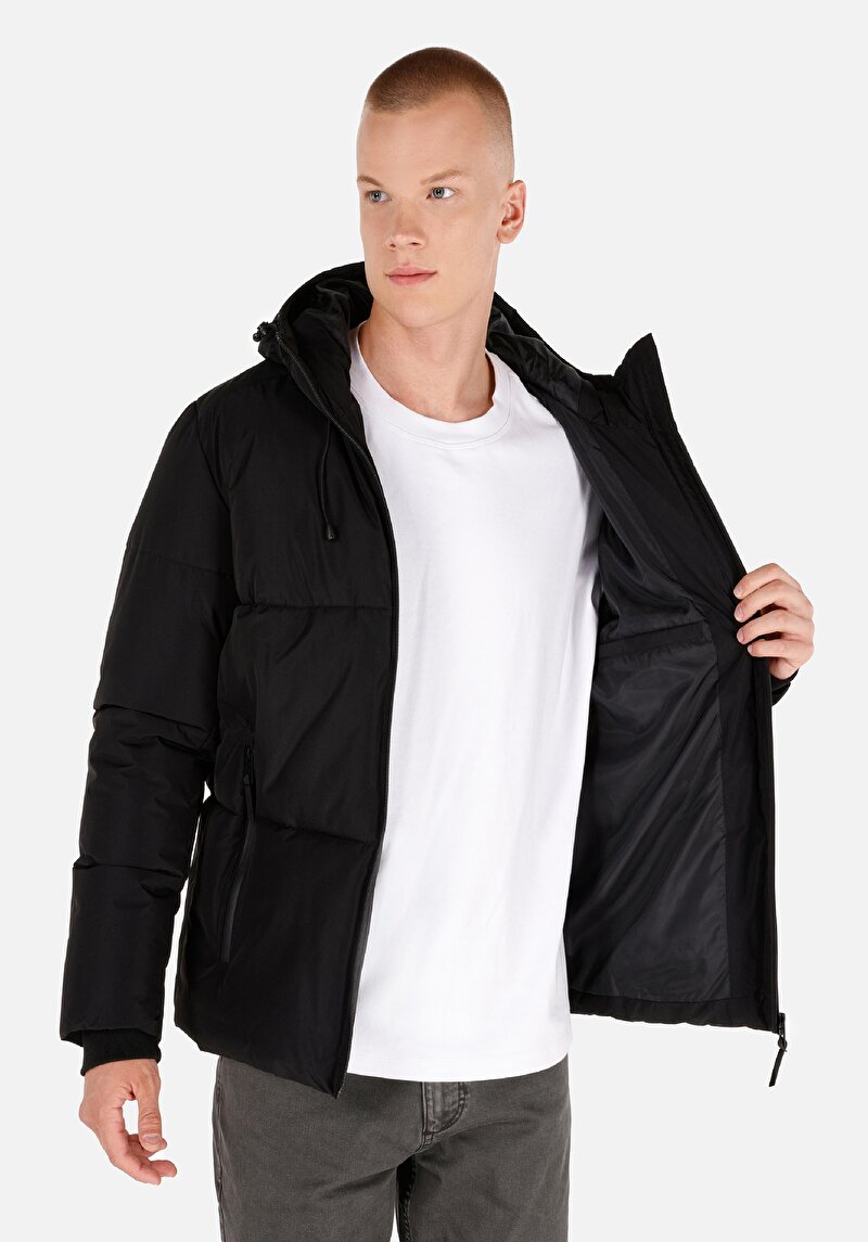 Afișați detalii pentru Palton Negru Pentru Bărbați Slim Fit