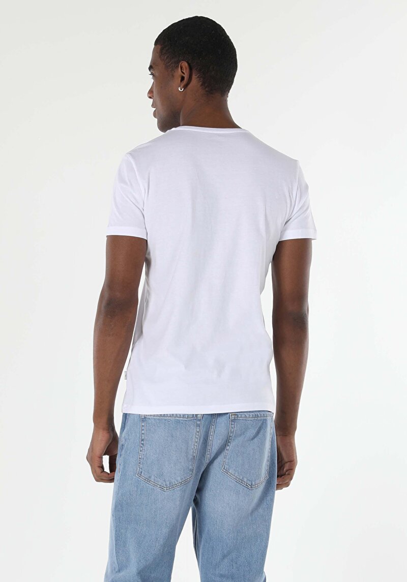 Imagine a Tricou Cu Maneca Scurta De Barbati Alb Slim Fit  Cltktmtsh0212440