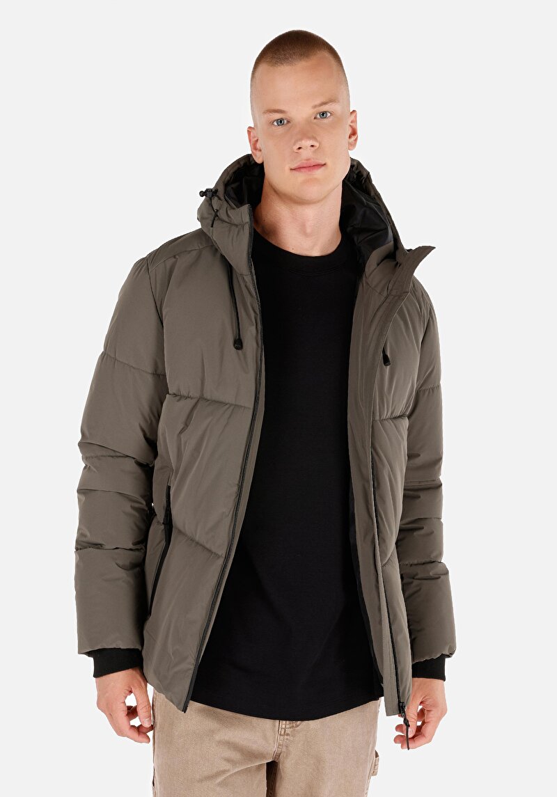 Imagine a Palton Verde Pentru Bărbați Slim Fit