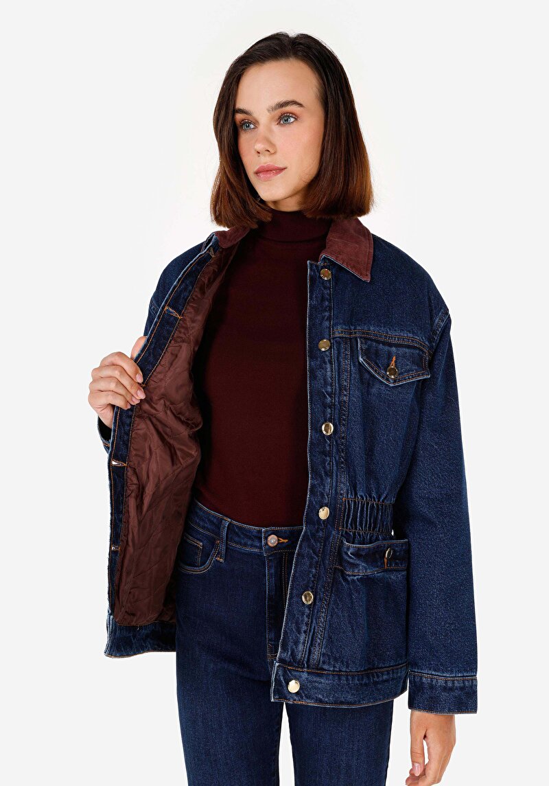 Afișați detalii pentru Jachetă Slim Fit Albastru Închis Pentru Femei