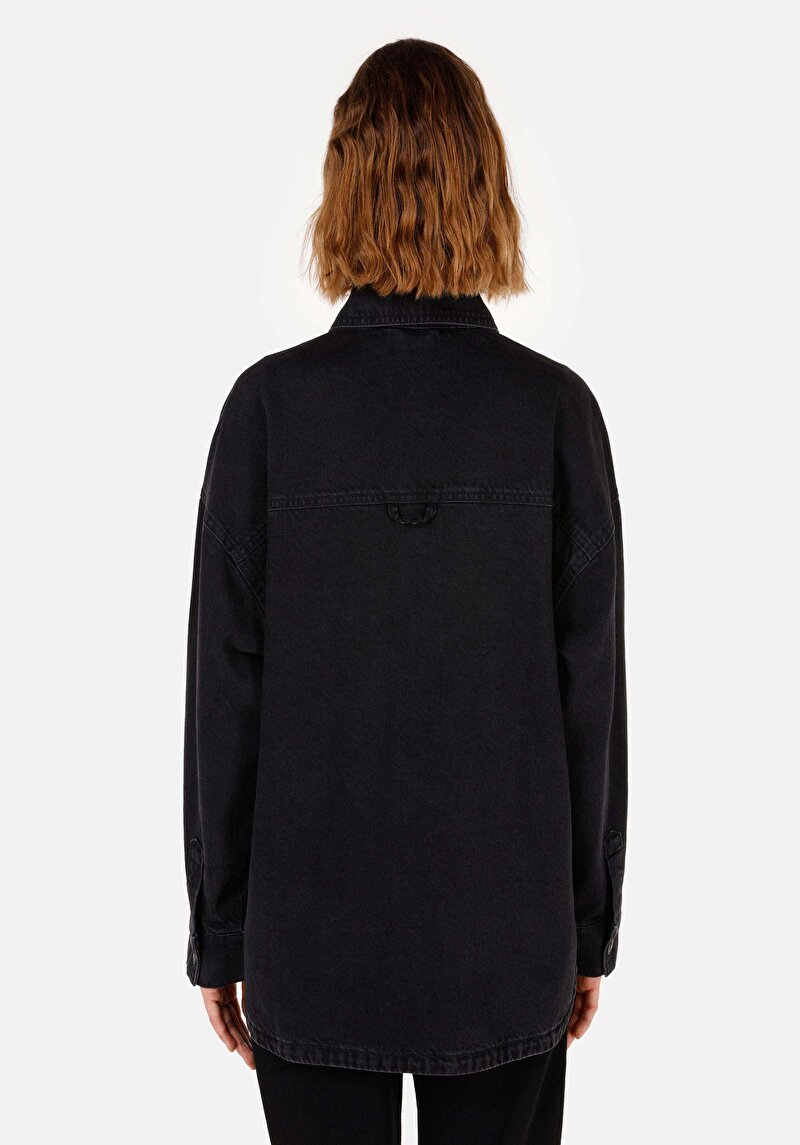 Afișați detalii pentru Oversize Fit Classic Collar Cămașă Albastră Cu Mânecă Lungă Pentru Femei