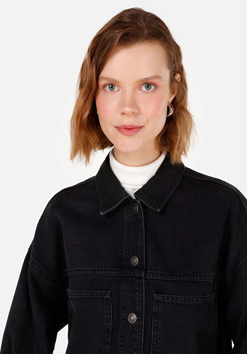 Afișați detalii pentru Oversize Fit Classic Collar Cămașă Albastră Cu Mânecă Lungă Pentru Femei