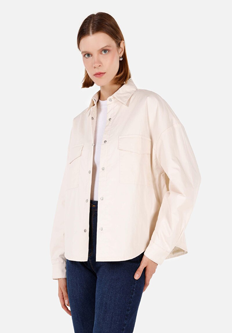 Imagine a Cămașă Relaxed Fit Cămașă Ecru Pentru Femei