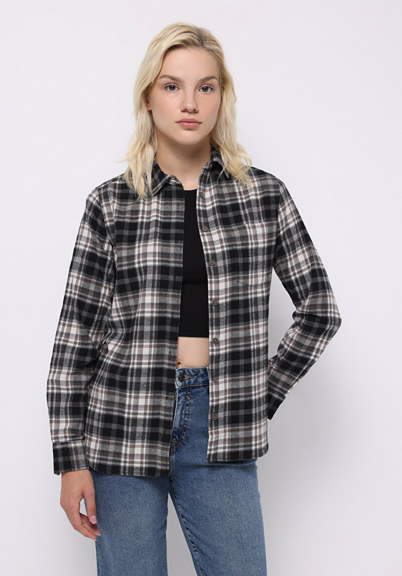 Imagine a Camasa Cu Maneca Lunga De Dama Negru Regular Fit  Cl1071174