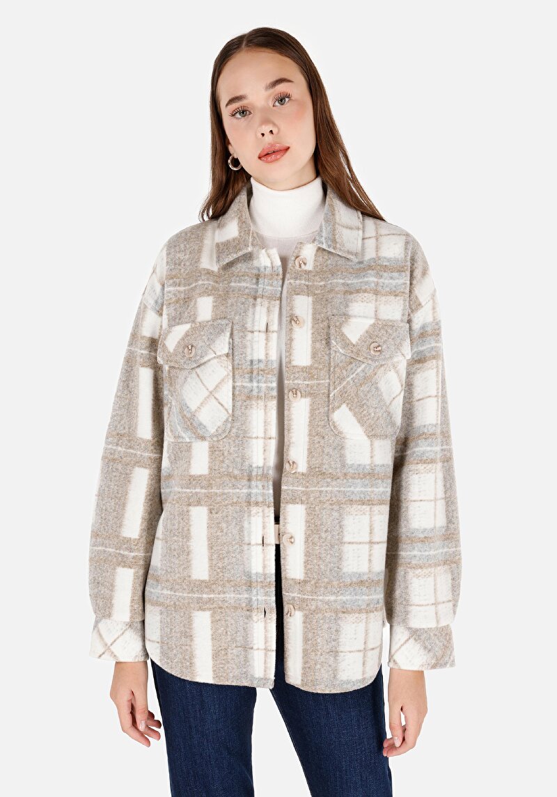 Imagine a Cămașă Regular Fit Cămașă Cu Mânecă Lungă Gri Pentru Femei