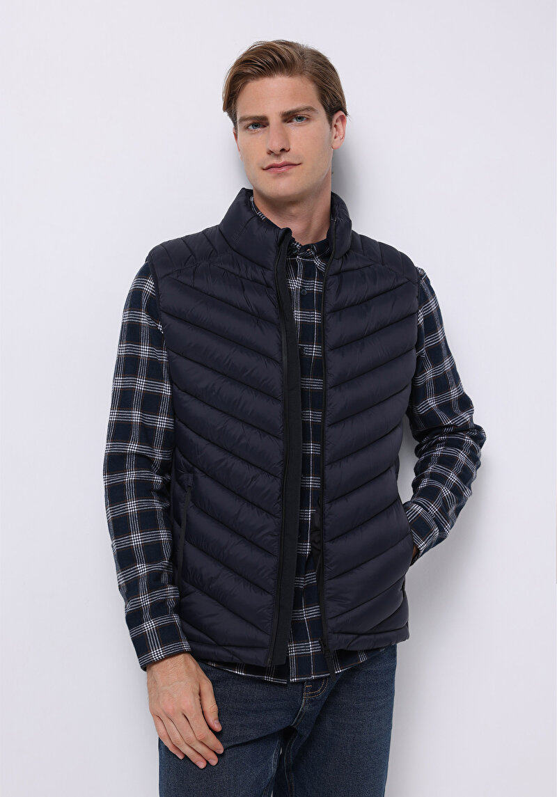 Imagine a Vesta De Barbati Albastru Marin Slim Fit  Cl1071238