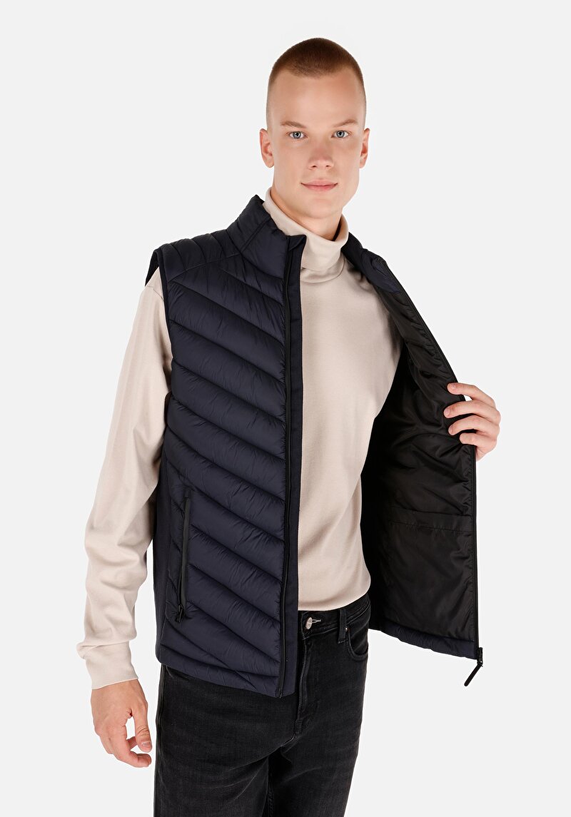 Afișați detalii pentru Vesta De Barbati Albastru Marin Slim Fit  Cl1071238