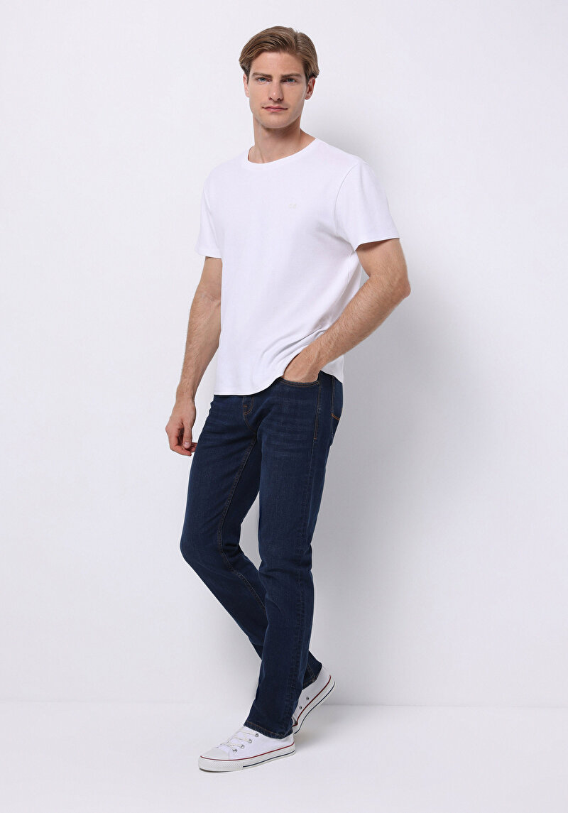 Afișați detalii pentru Drept Fit Talie Joasă Picior Drept Blugi İndigo Închis Pentru Bărbați