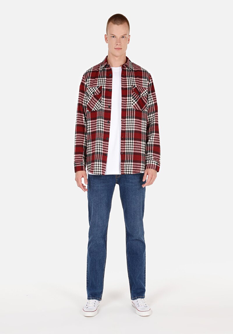 Imagine a Regular Fit Talie Medie Picior Drept Blugi Indigo Pentru Bărbați