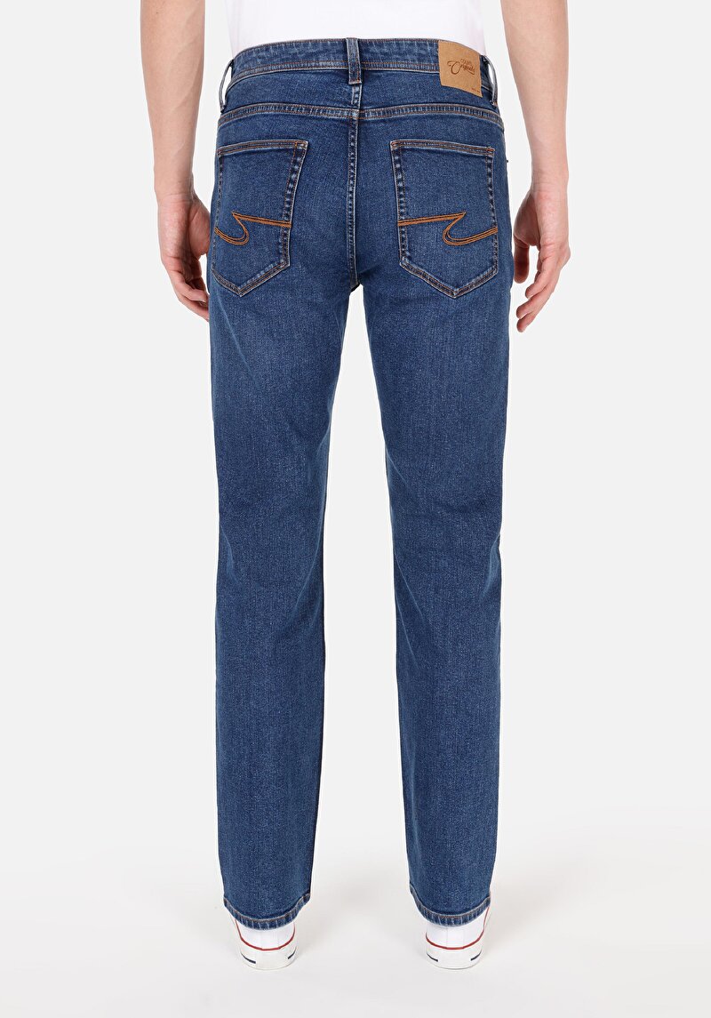 Imagine a Regular Fit Talie Medie Picior Drept Blugi Indigo Pentru Bărbați