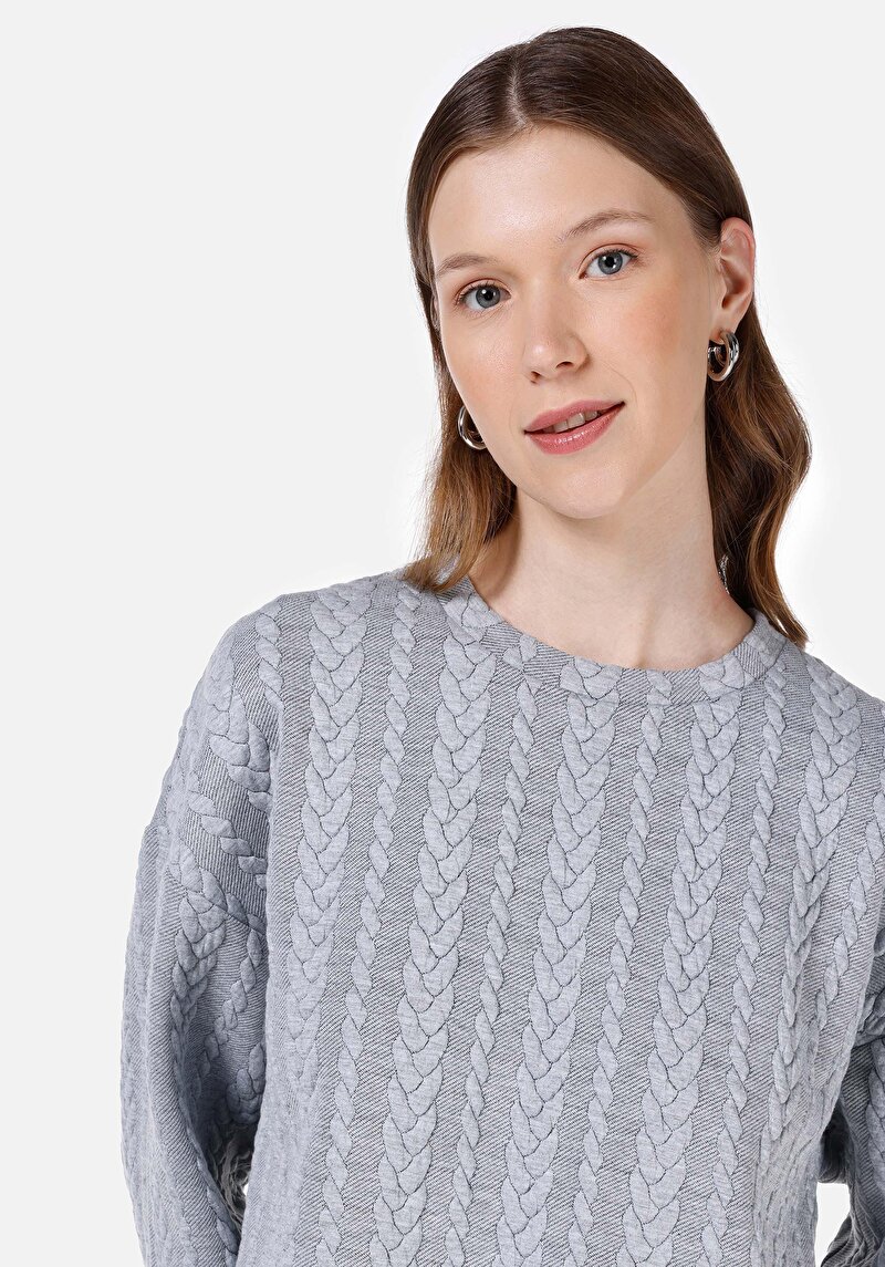 Afișați detalii pentru Tricou Cu Maneca Lunga De Dama Gri Regular Fit  Cl1067297