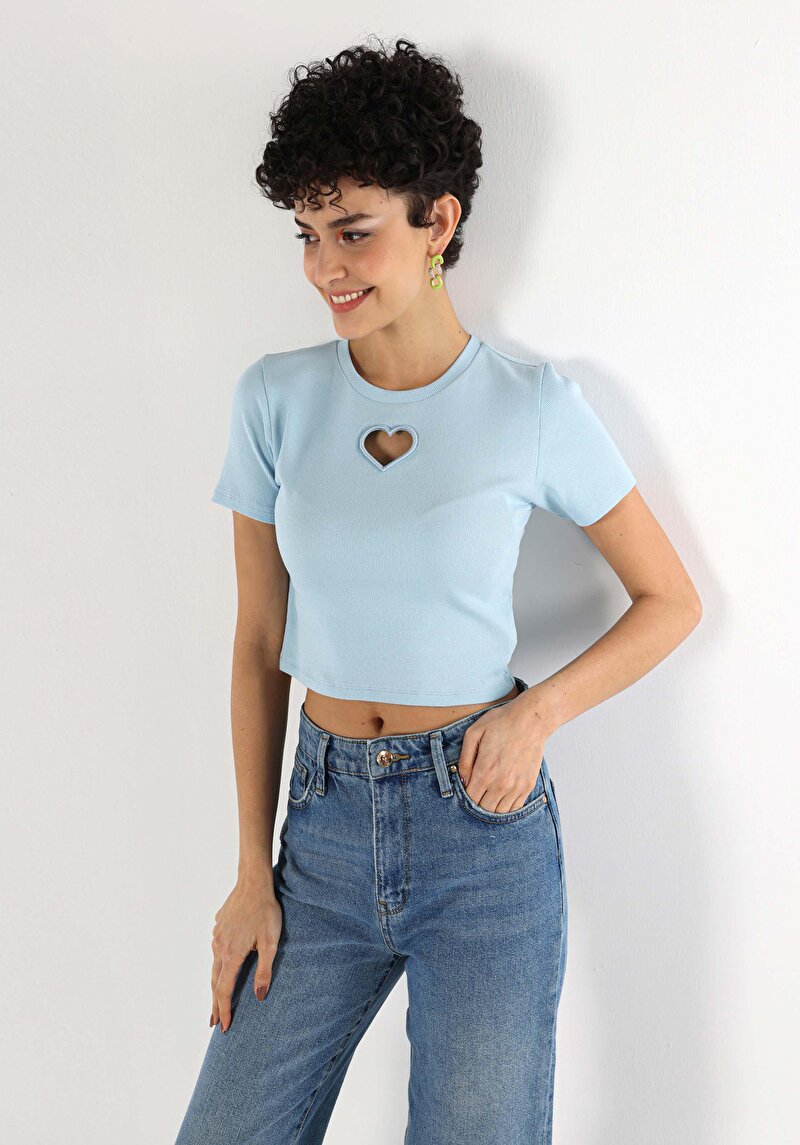 Imagine a Tricou Cu Maneca Scurta De Dama Albastru Slim Fit  Cl1064044