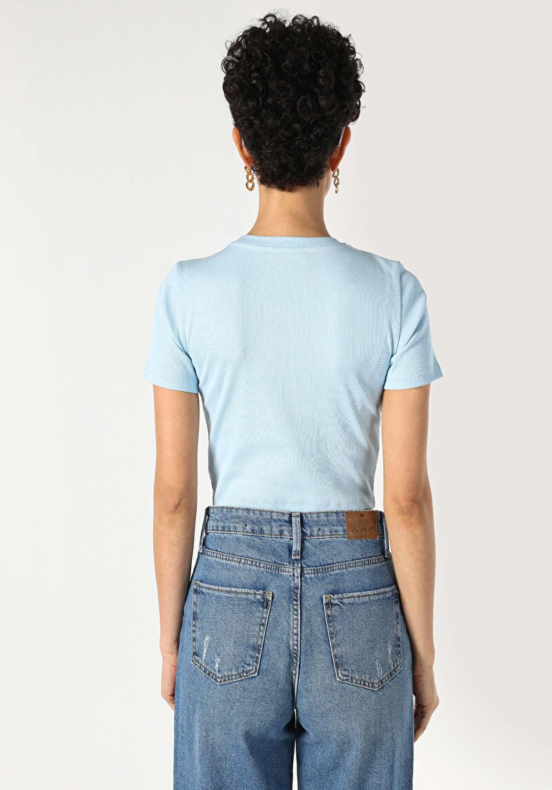 Afișați detalii pentru Tricou Cu Maneca Scurta De Dama Albastru Slim Fit  Cl1064044