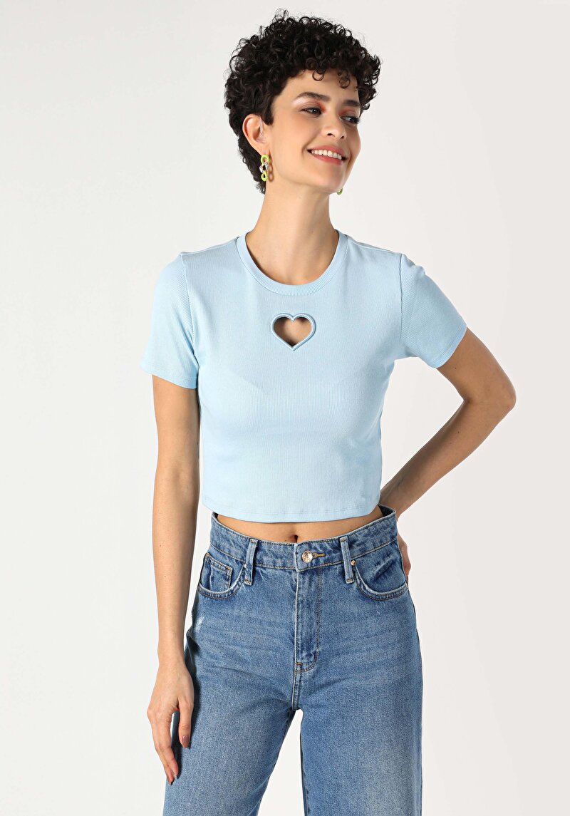 Afișați detalii pentru Tricou Cu Maneca Scurta De Dama Albastru Slim Fit  Cl1064044