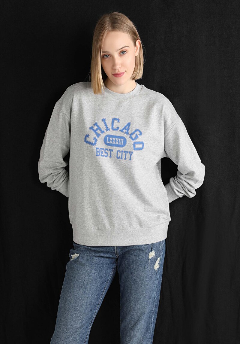 Imagine a Hanorac / Bluza De Dama Gri Regular Fit Cl1060311