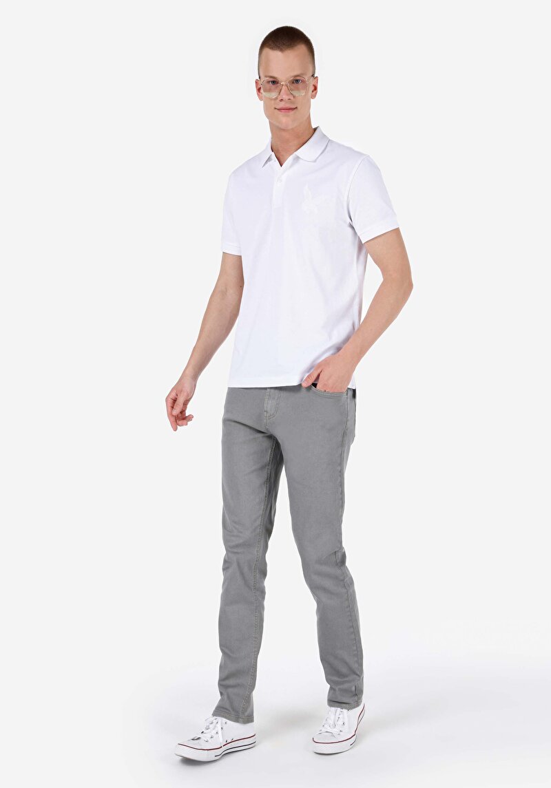 Afișați detalii pentru Pantaloni Gri Pentru Bărbați Cu Talie Dreaptă Cu Talie Dreaptă