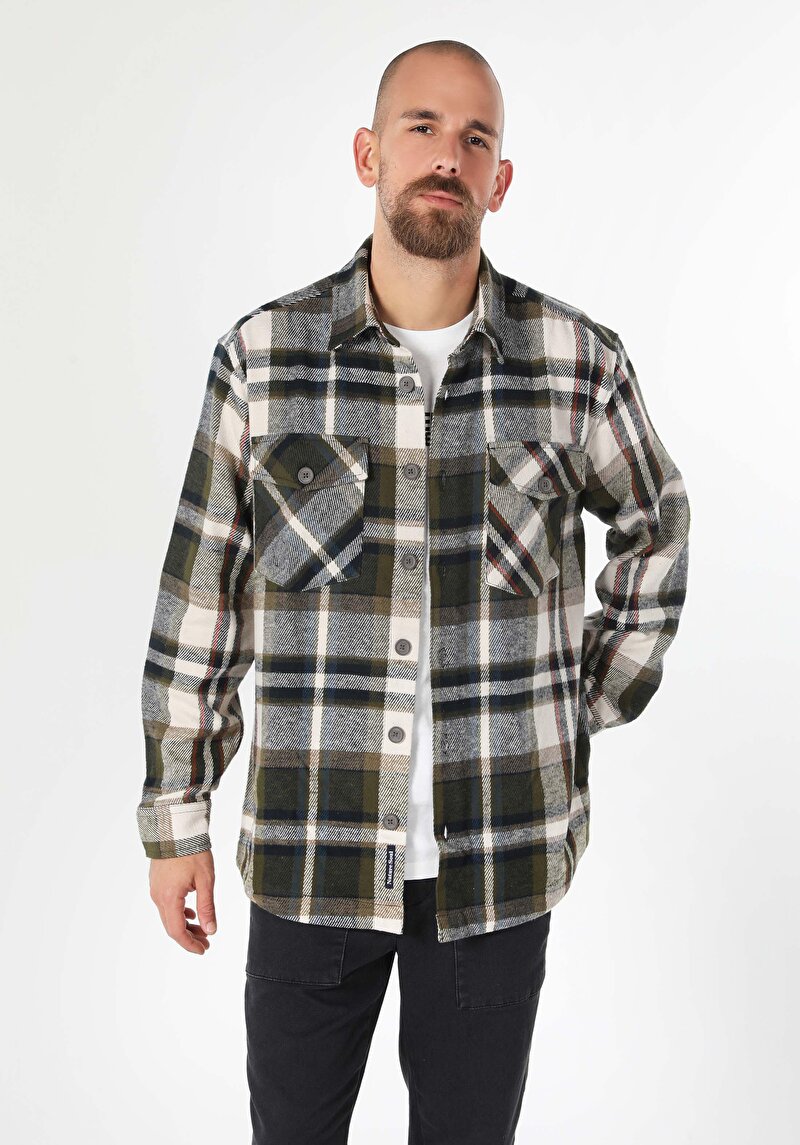 Imagine a Camasa Cu Maneca Lunga De Barbati Kaki Cl1061653