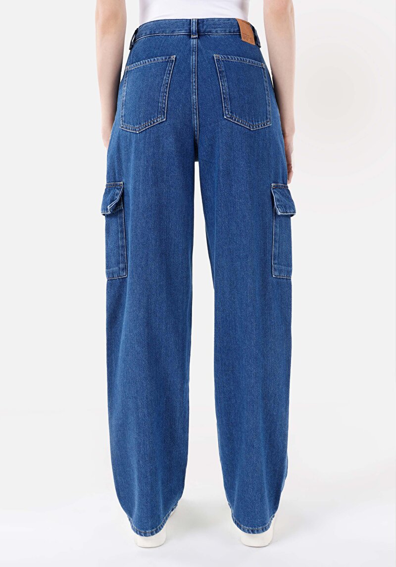 Afișați detalii pentru Cargo Fit Mid Waist Slim Leg Blugi Din Denim Pentru Femei