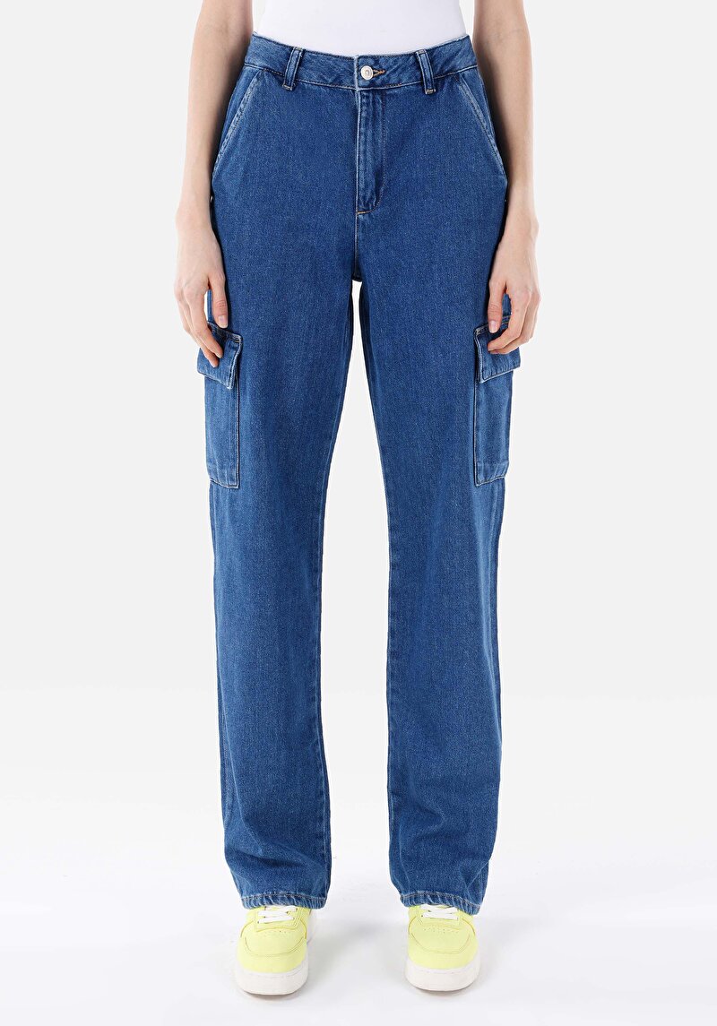 Imagine a Cargo Fit Mid Waist Slim Leg Blugi Din Denim Pentru Femei