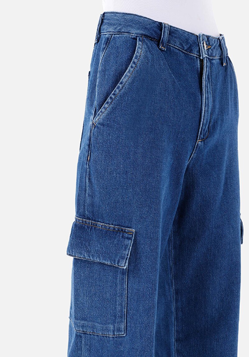 Afișați detalii pentru Cargo Fit Mid Waist Slim Leg Blugi Din Denim Pentru Femei