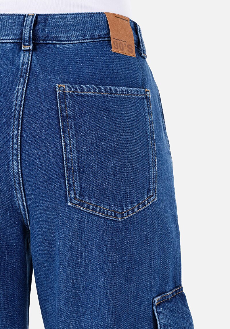 Afișați detalii pentru Cargo Fit Mid Waist Slim Leg Blugi Din Denim Pentru Femei