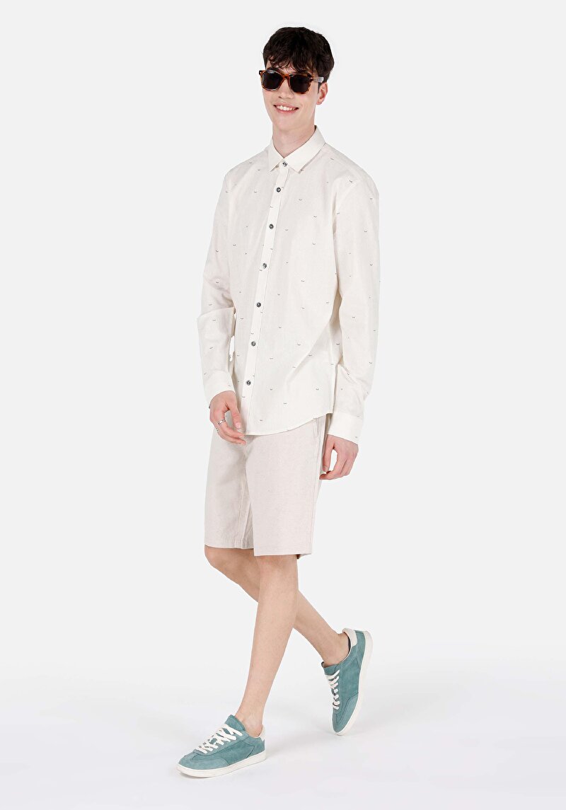 Afișați detalii pentru Camasa Cu Maneca Lunga De Barbati Ecru Slim Fit  Cl1067574