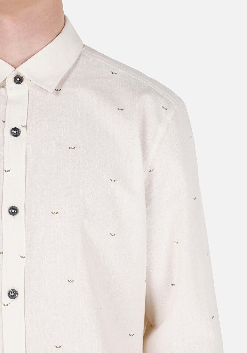 Afișați detalii pentru Camasa Cu Maneca Lunga De Barbati Ecru Slim Fit  Cl1067574