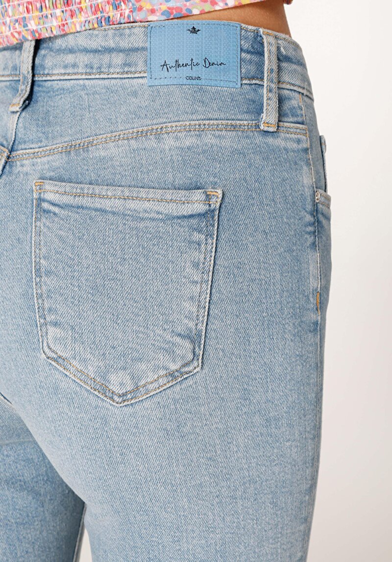 Afișați detalii pentru Skinny Fit Talie Înaltă Picior Îngust Blugi İndigo Pentru Femei