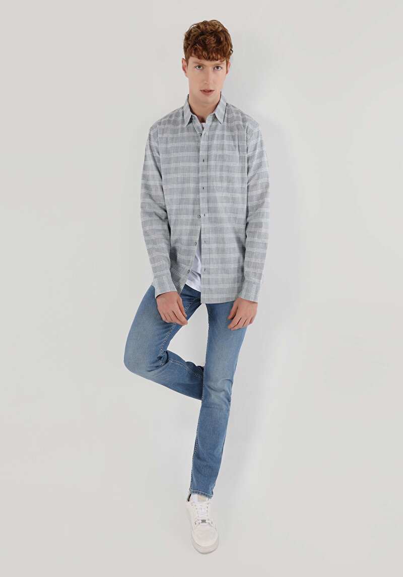 Imagine a Pantaloni De Barbati Albastru Straight Fit 044 Karl Cl1064374