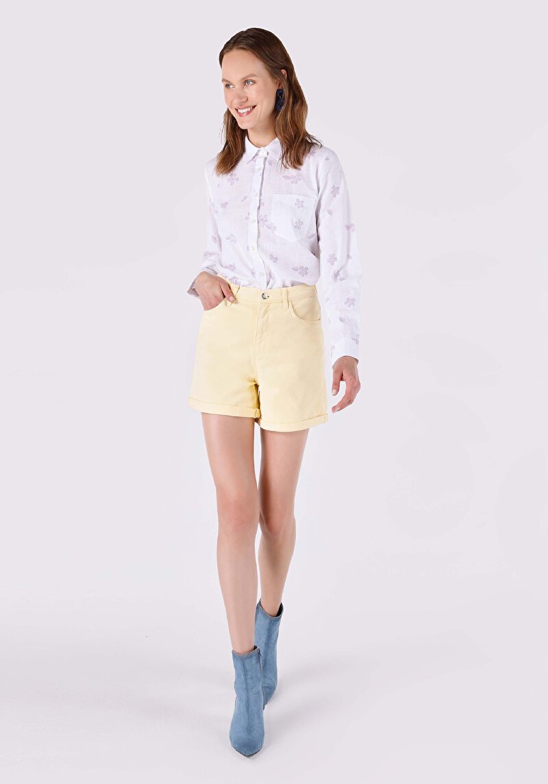Imagine a Mom Short Talie Înaltă Pentru Femei Pantaloni Scurți De Jean Maro Deschis