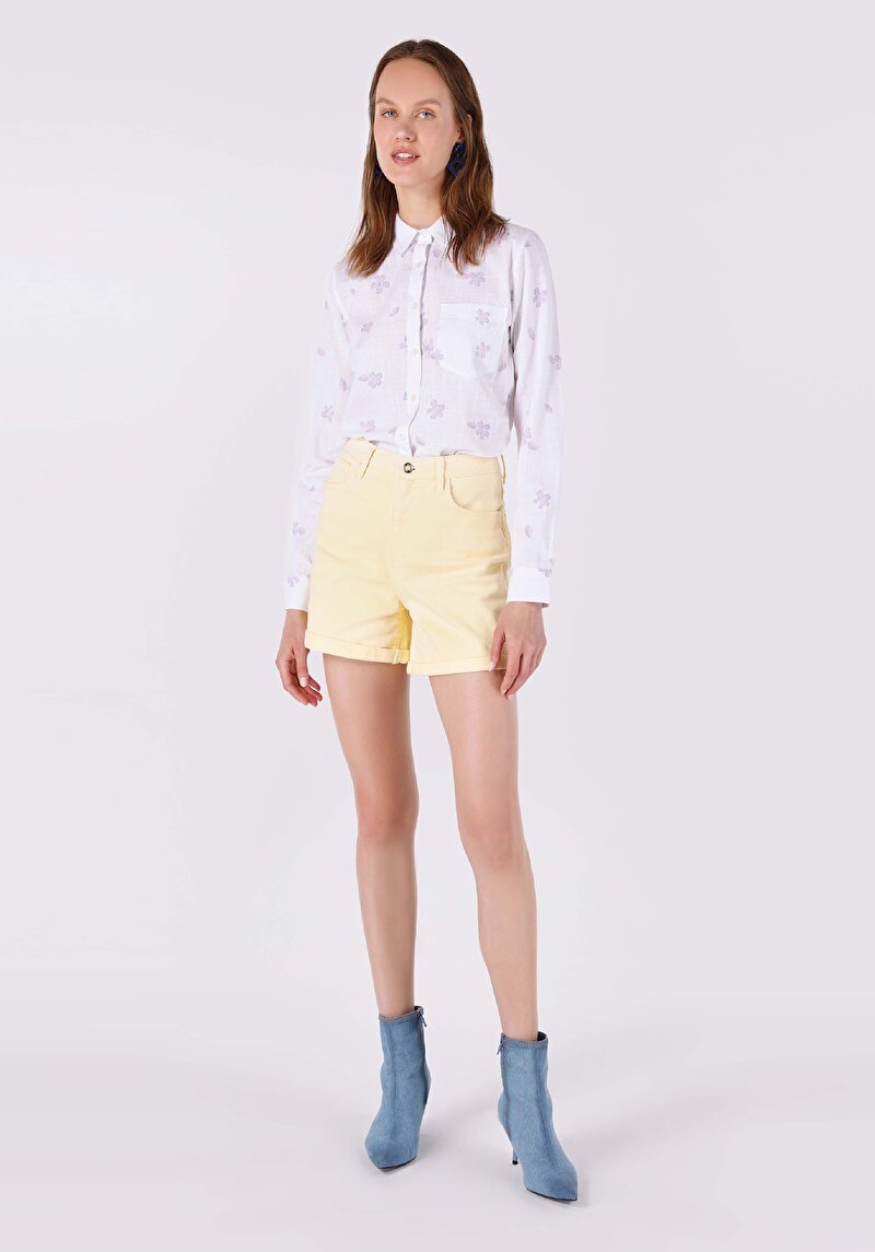 Imagine a Mom Short Talie Înaltă Pentru Femei Pantaloni Scurți De Jean Maro Deschis