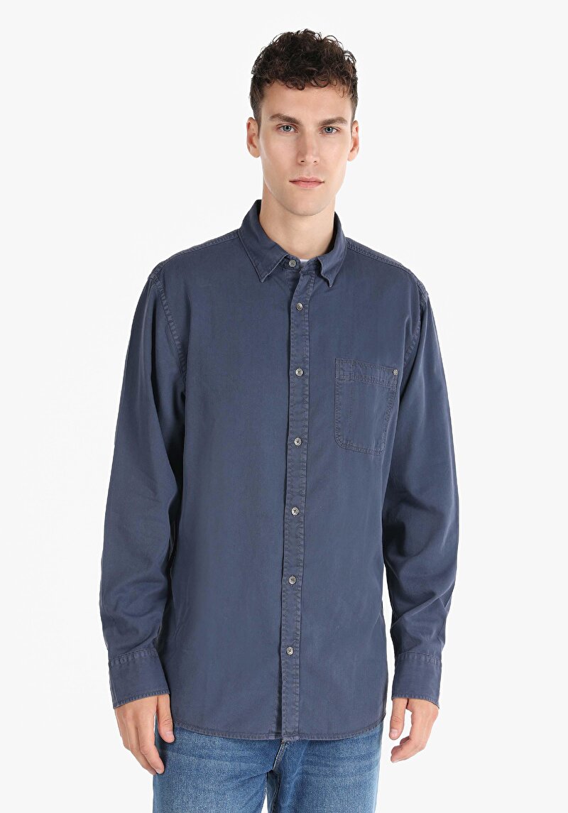 Imagine a Camasa Cu Maneca Lunga De Barbati Albastru Comfort Fit  Cl1064676