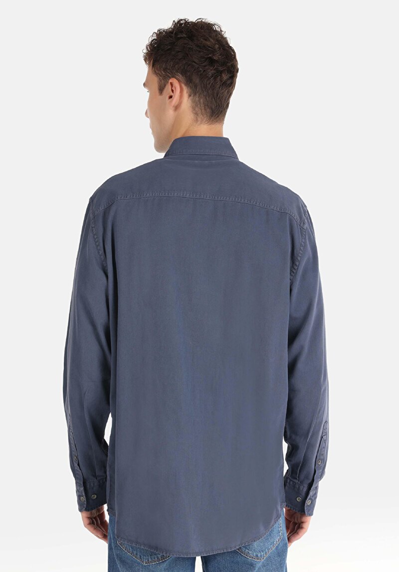 Imagine a Camasa Cu Maneca Lunga De Barbati Albastru Comfort Fit Cl1064676