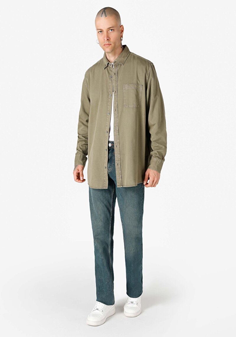 Imagine a Camasa Cu Maneca Lunga De Barbati Kaki Comfort Fit Cl1064676